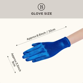 BABEYOND - Guantes cortos de satén para mujer, de ópera de seda, para boda, boda, fiesta, banquete, accesorios de aleta de los años 20, Azul, Talla única