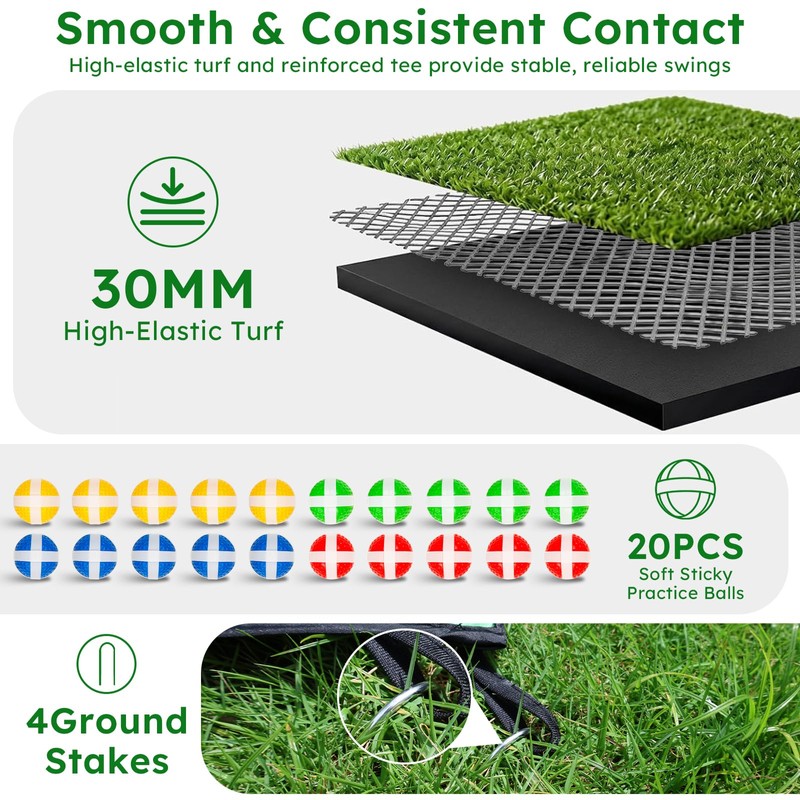 Battle Golf Chipping Game, 70"x70" Portable Chipping Mat, Indoor Outdoor