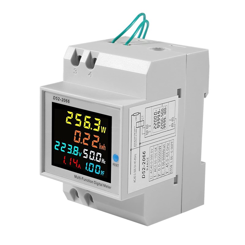 AC Power Meter Digital Voltmeter Ammeter AC 40-300V 100A Din