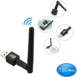 WiFi WLAN Stick Adapter 150Mbit 2dBi Wireless USB WiFi Network Adapter Dongle Antenna for Windows Vista/XP/2000/7/8/10, Linux, MAC OS