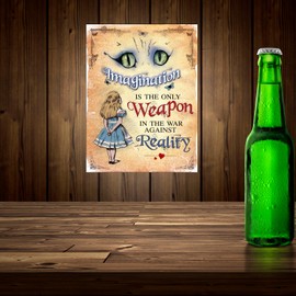 Alice In wonderland Metal Sign Imagination RETRO METAL TIN WALL ART NOVELTY GIFT (8" x 6" (200mm x 150mm))