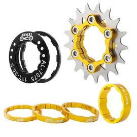 Bike Single Speed Conversion Kit 12T13T/14T/15T/16T/17T/18T/19T/20T/21T/22T Bicycle Single Speed Cassette & Spacers Accessories (Gold, 16T)