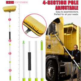 DGHEYQT 62'' Car Wash Brush with Long Handle, Car Wash Kit with Tire Brush, Tower, Window Squeegee, Chenille Microfiber,Car Detailing Brushes, Car Cleaning Brush Kit Supplies for Car, Truck, SUV, RV