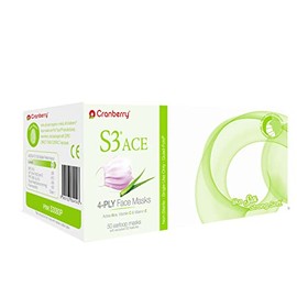 Cranberry USA S3080P S3 ACE Earloop Face Mask, Pink (Pack of 50)