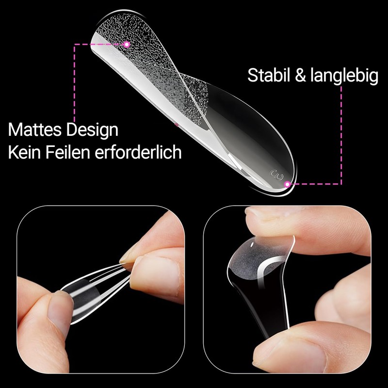 Heercun Nail Tips Short Almond Full Cover Soft Gel Tips