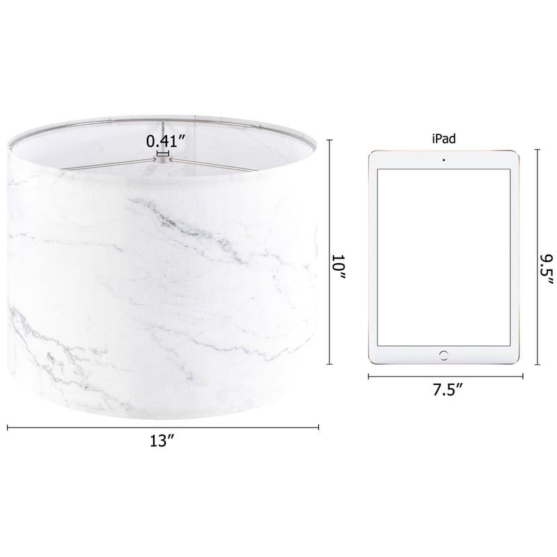 PIKOPIKO 1pcs Medium Lampshade White Marble Patterned Lamp Shade For