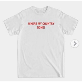 Gildan Where my Country Gone? T Shirt (White) (Men's Small)