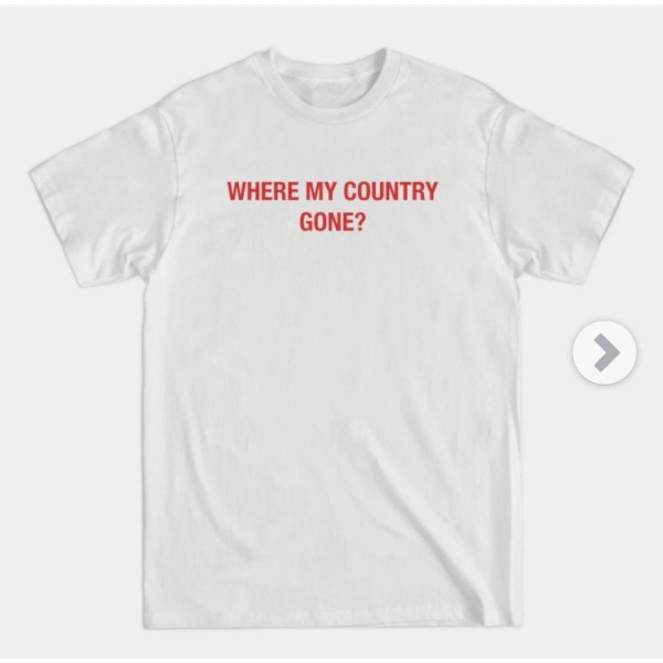 Gildan Where my Country Gone? T Shirt (White) (Men's Small)