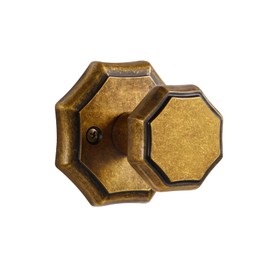 SORWDUERM 1 Pack Antique Brass Passage Door Knobs Aged Brass Octagonal Interior Closet Hallway Interior Vintage Door Knob