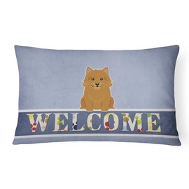 Caroline's Treasures BB5601PW1216 Norwich Terrier Welcome Canvas Fabric Decorative Pillow Machine Washable, Indoor Outdoor Decorative Pillow for Couch, Bed or Patio, 12HX16W