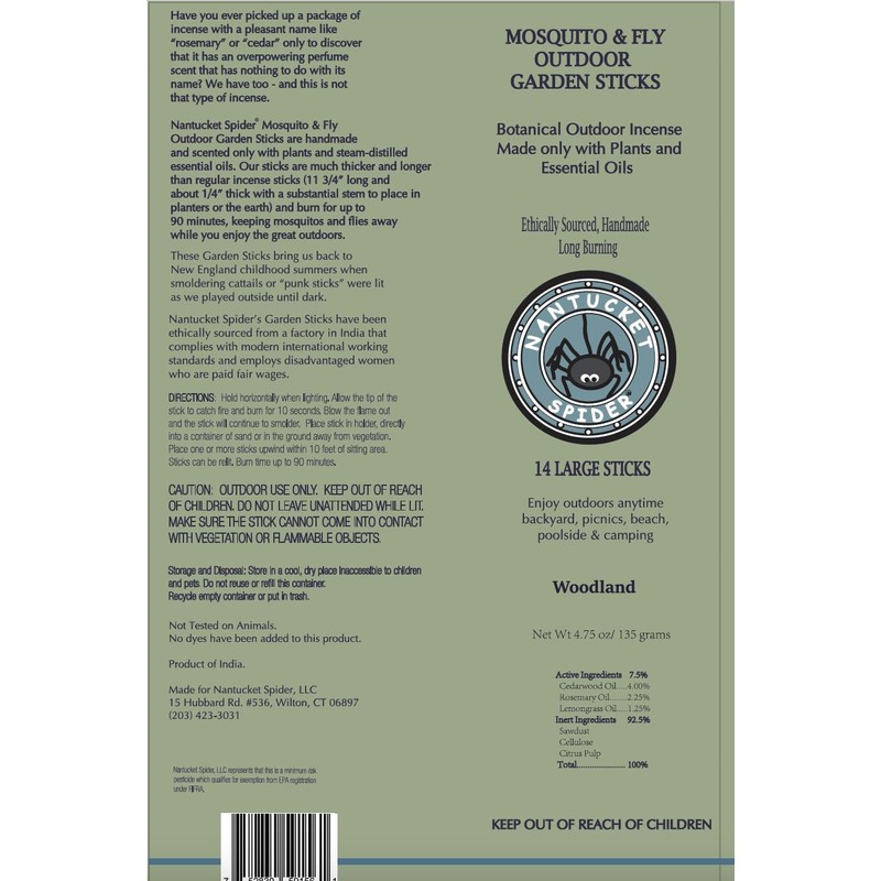 Palitos Repelentes De Mosquitos Nantucket Spider Paquete De 14 Con