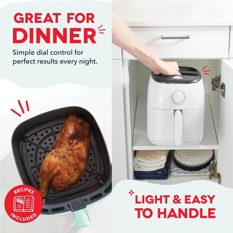 DASH Tasti-Crisp™ Electric Air Fryer Oven, 2.6 Qt., White –
