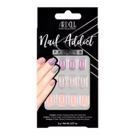 Ardell Uñas Postizas Decoradas Rosa Lila Glitter Brillos Premium