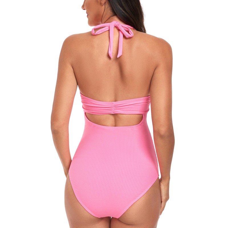 EastElegant Maternity Ruffle Ribbed Cutout One Piece Pregnancy Swimwear Square
