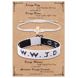 Raicegs WWJD Bracelet Cross String Bracelets for Women Men Christian Gift Jesus Bracelets Faith Religious Easter Christian Jewelry for Women