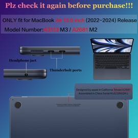 Teryeefi for 2024 2023 2022 MacBook Air 13.6 inch Case M2 Chip, Glossy Plastic Hard Shell Cover with Screen Protector & Keyboard Cover & USB 3.0 Adapter for MacBook Air 13 Case Retina, Wild Flowers