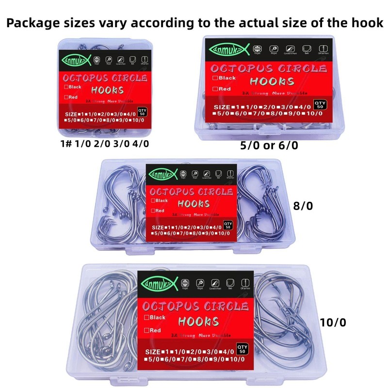 Fishing Hooks 2X Strong Offset Octopus Circle Hooks Freshwater Saltwater