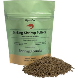 Wpc-Co. Aquarium Shrimp Food - Sinking Pellets for Aquatic Shrimp, Snail, Bottom Feeders - Complete Nutrition for Tropical Shrimp and Other Invertebrates