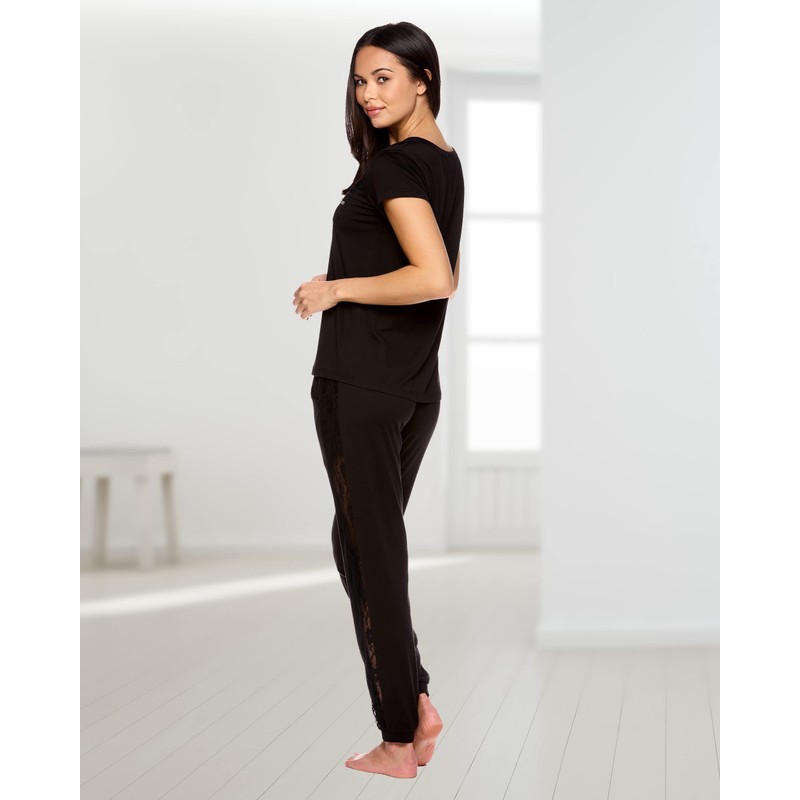 bebe Womens Pajama Sets- Short-Sleeve Pajamas for Women with Lace