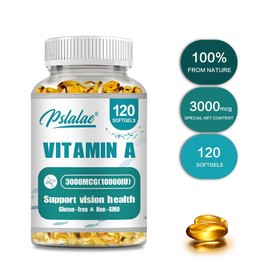 Vitamin A - 3 000 mcg - Cod Liver Oil - Immune and Vision Support* - Vitamin A Palmitate Supplement - Non-GMO - 120 Softgel Capsules, 3 Count, 120 Tablets / 비타민 A - 3 000mcg - 대구 간유 - 면역 및 시력 지원* - 비타민 A 팔미테이트 보충제 - 비유전자변형 - 120 소프트젤 캡슐, 3개, 120정