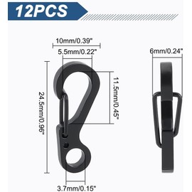 12 PCS Mini Spring Clasp Alloy Clasp Carabiner Heavy Duty Camping Clip Buckle Outdoor for Key Clip Holder Key Ring Clasp for Backpack Key USB Flash Drive pendantSurvival Gear Spring Hooks Heavy Duty