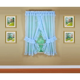 Today's Curtain, Emelia Priscilla Sheer Pair 60" W x 63" L, Sky Blue, 5-Piece-Set