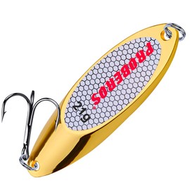 PROBEROS Cucharas de pesca, señuelos de lubina, anzuelo de pesca con ganchos agudos, cuchara de metal duro, señuelo de pesca, 10 unidades/paquete, 0.8 onzas, oro