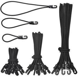 XHTXHT 30 Pcs Small Bungee Cords with Hooks,4Inch 6Inch 10Inch bungee cords,Black Elastic Rope Shock Cords Tarpaulin Hooks,Short bungee straps with hooks for tarpaulin clips Camping Tents Flags Tarp