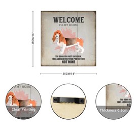 Welcome To My Home Japanese Spitz Dog Wooden Signs Farmhouse Wall Plaque Dogs Lovers Wood Decor Farmhouse Wall Hanging Plaque For Living Room Bedroom Dining Room Housewarming Gift 14x14in