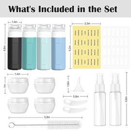Redfly Redfly 17PCS Travel Bottles for Toiletries, TSA Approved Travel Size Containers, Leak Proof Travel Containers for Toiletries, Silicone Travel Kit for Shampoo, Conditioner, Lotion & Creams Gray