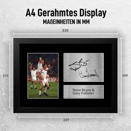 HWC Trading Steve Bruce & Gary Pallister Manchester Uted Football Fans And Fans A4 Framed Print