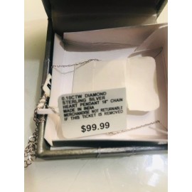 Kohl's Pendant 18" Chain Sterling Silver 1/10cttw genuine diamond silver heart necklace