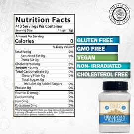 Pride of India- Himalayan White Salt Fine Grind 1 lbs (453.59 gm)- Rarest & Enriched W/84+ Natural Minerals- Low Sodium- Mineral Rich Nutrition and Enhanced Taste- Healthier Table Salt Substitute