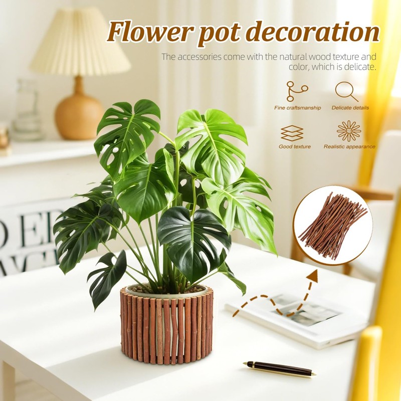 Lurrose Natural Wood Sticks for Crafts 50pcs DIY Art Supplies