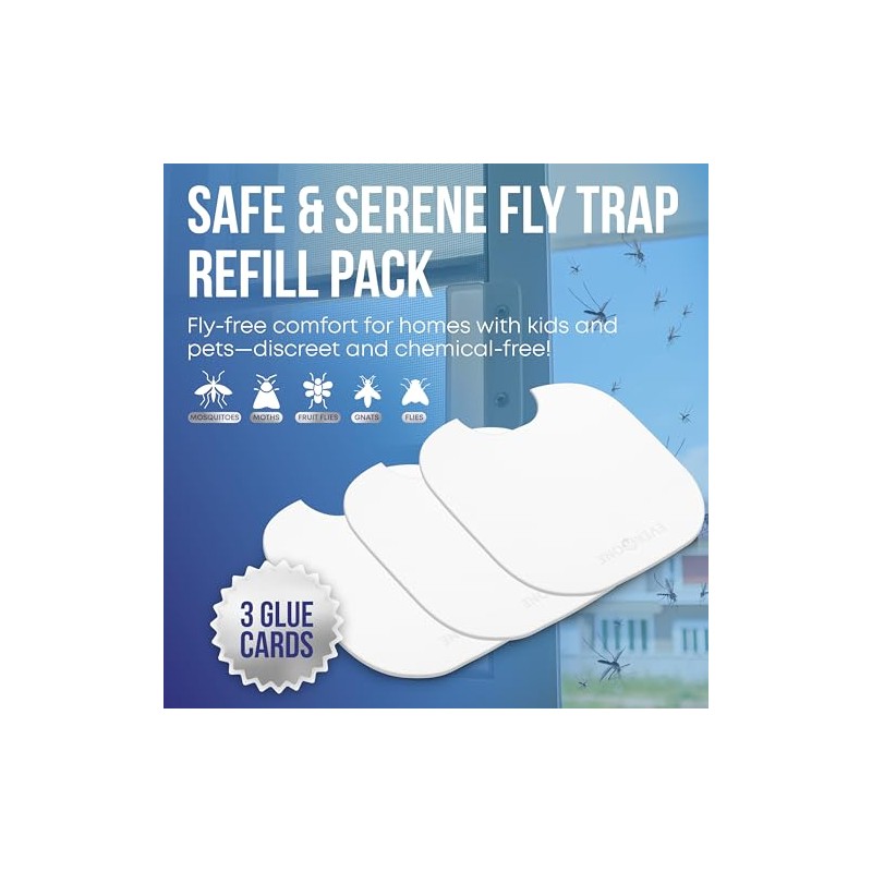 EverOne Glue Card Refills for Indoor Fly Trap – 3