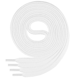 Di Ficchiano flat lace-up made of 100% cotton for trainers and trainers - very tear-resistant - approximately 7 mm wide, 45 cm - 200 cm length. Made in Europe., white, 75 cm
