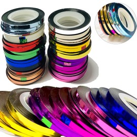 Nail Art Striping Tape Lines Kit 36 pcs 1mm 2mm 3mm Nail Tape Strips for Design DIY Silver Nails Striping Tape (Silver)