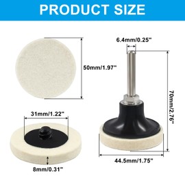 Bonsicoky 2 Inch Compressed Wool Polishing Buffing Pads, 30 Pcs Wool Buffing Pad with 2 Pcs 2" Disc Pad Holder for Polishing and Buffing