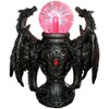 Gothic Medieval Saurian Double Dragons With Gazing Plasma Ball Resin