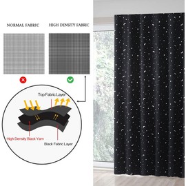 Dream Art Anywhere Temporary Portable Blackout Curtain/Adjustable Blackout Shades Blinds with Suction Cups for Bedroom or Travel Use,Silver Moon& Star Foil Print Black Curtain,1 pc