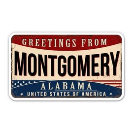 Squiddy Greetings from Montgomery Alabama - Vinyl Sticker Decal for Phone, Laptop, Water Bottle (4" Wide)
