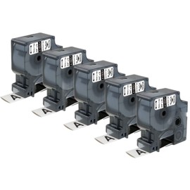 Aonomi Compatible Labels Tape Replacement for DYMO 18057 3/4'' x 4.9' (19mm x 1.5m) Heat Shrink Tubes Work with DYMO Rhino 4200 5200 5000 6000 Industrial Label Maker Black on White, 5-Pack