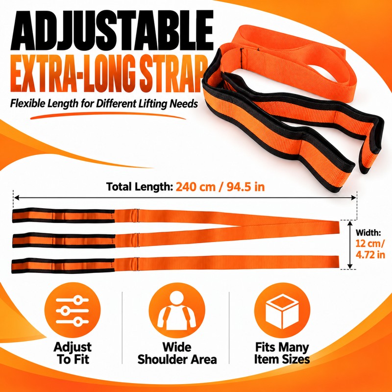 Reusable Orange Plastic Handling Strap for Moving Furniture and Electrical