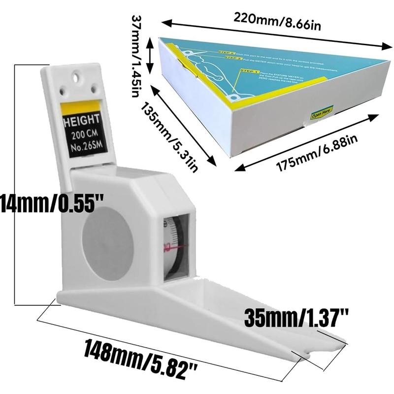 200cm Stadiometer Wall Mounted Growth Measuring Height Ruler, Roller Ruler