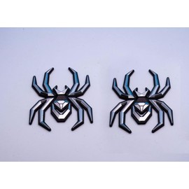 2Pcs Custom Spider Emblems Left Right Car Badge for Universal Car Body Motorcycle SUV Widow Door Edition Decoration (Chrome)
