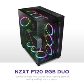 NZXT F120 RGB Duo - 120mm Dual-Sided RGB Fan – 20 Individually Addressable LEDs – Balanced Airflow and Static Pressure – Fluid Dynamic Bearing – PWM Control – Anti-Vibration Rubber Corners – Black