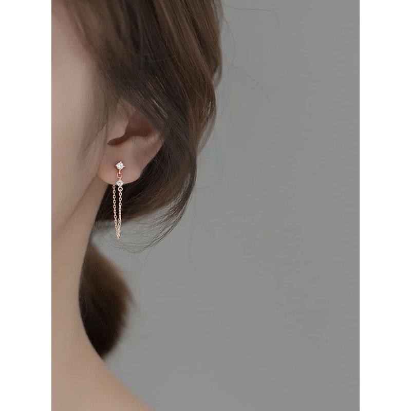 Reffeer 925 Sterling Silver Chain Dangle Earrings for Women Girls