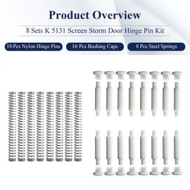 8 Sets K 5131 Steel and Nylon Storm Door Hinge Pin Kit, 16 Pcs Nylon Hinge Pins, 16 Pcs Bushing Caps, 8 Pcs Steel Springs, Screen & Storm Door Hing Pin Set Fit for Croft Storm Doors & Other Storm Door
