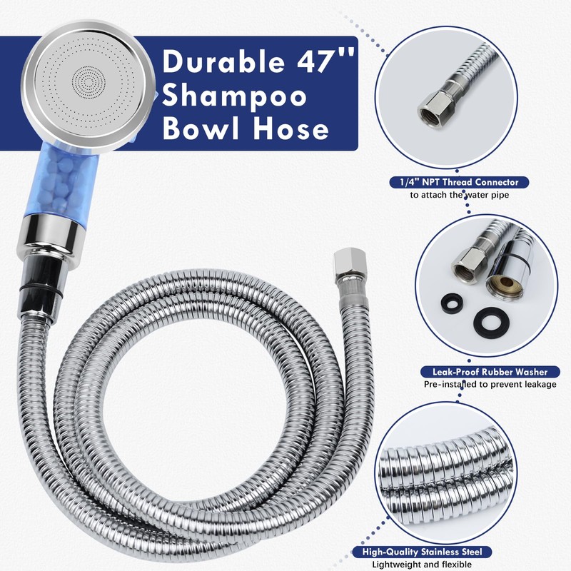 LukLoy Blue Shampoo Bowl Sprayer Head with Filter, 1/4" Nut