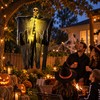 1pc Halloween Glowing Skull Skeleton Ghost Decoration, Hanging Gauze Ghost